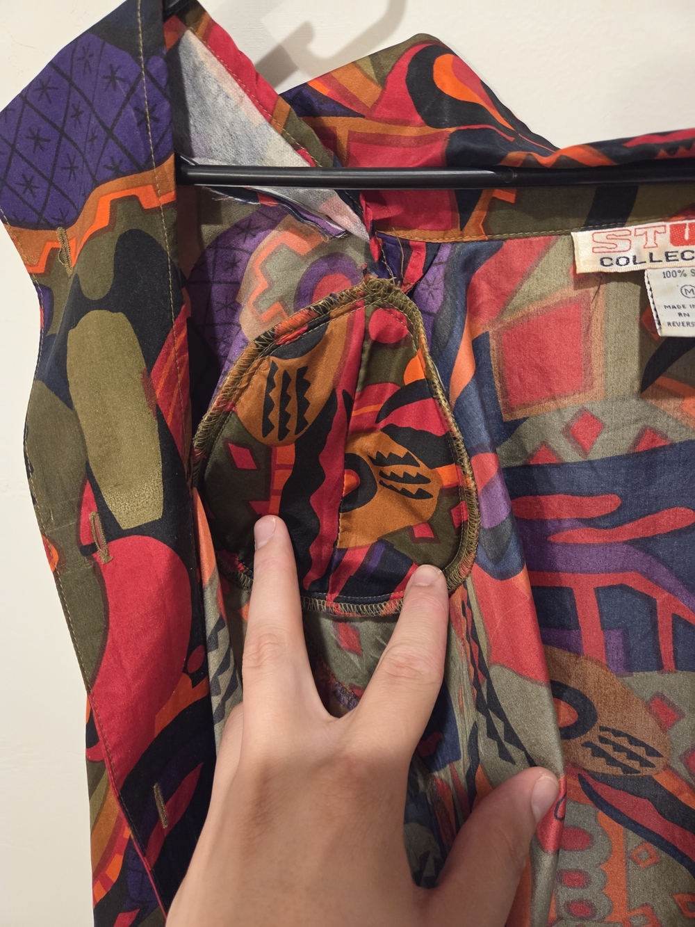 Vintage Abstract 2-Piece 100% Silk Set Size M Stunt Collections - Picture 11 of 14